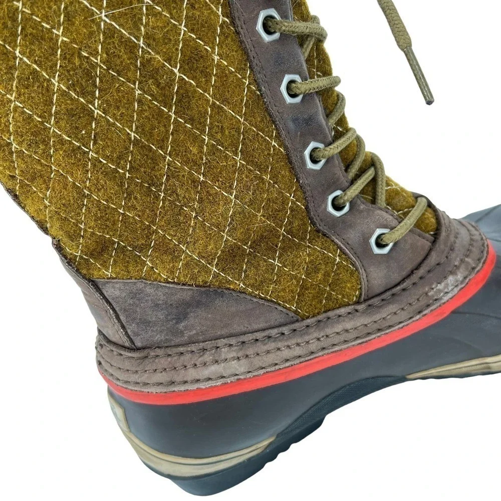 Sorel Boots Sorelli‎ Quilted Wool Green Brown Waterproof Women’s 10